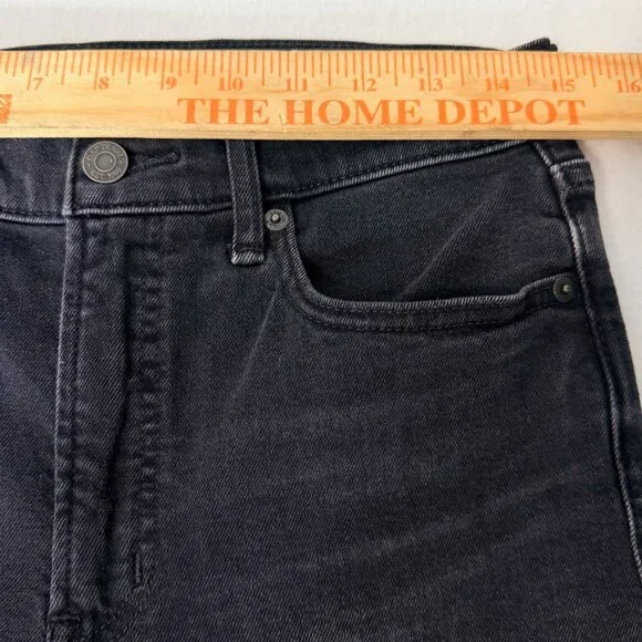 Gap Vintage Slim High Rise Black Denim Jeans Frayed Hem Womens Size 29 Petite - Picture 7 of 13